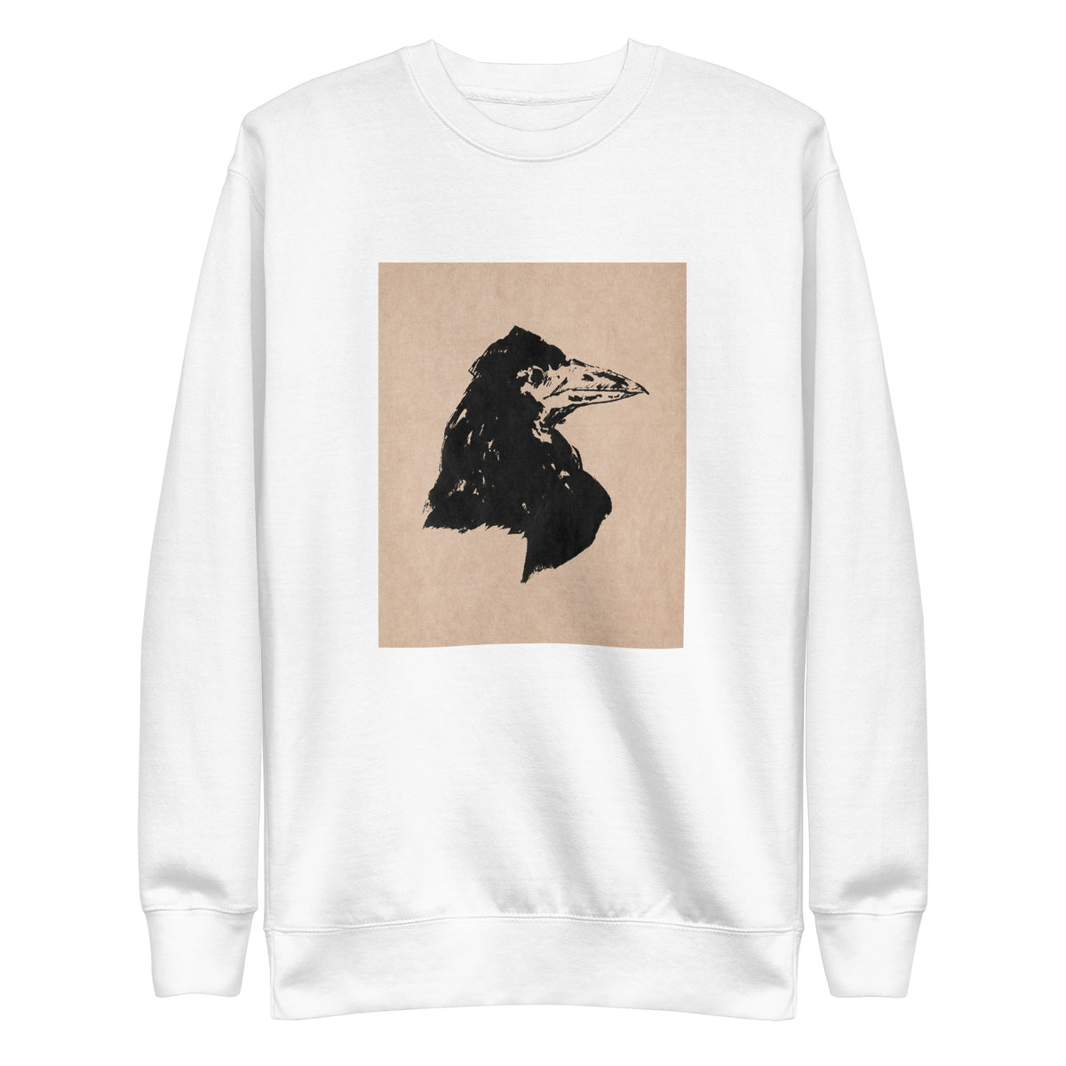 White Sweater Raven Head Print In High Resolution Signature