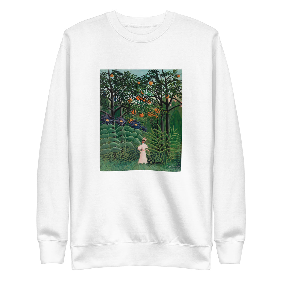 White Sweater Woman Walking In An Exotic Forest Femme Se Promenant Dans Une Foret Exotique Signature