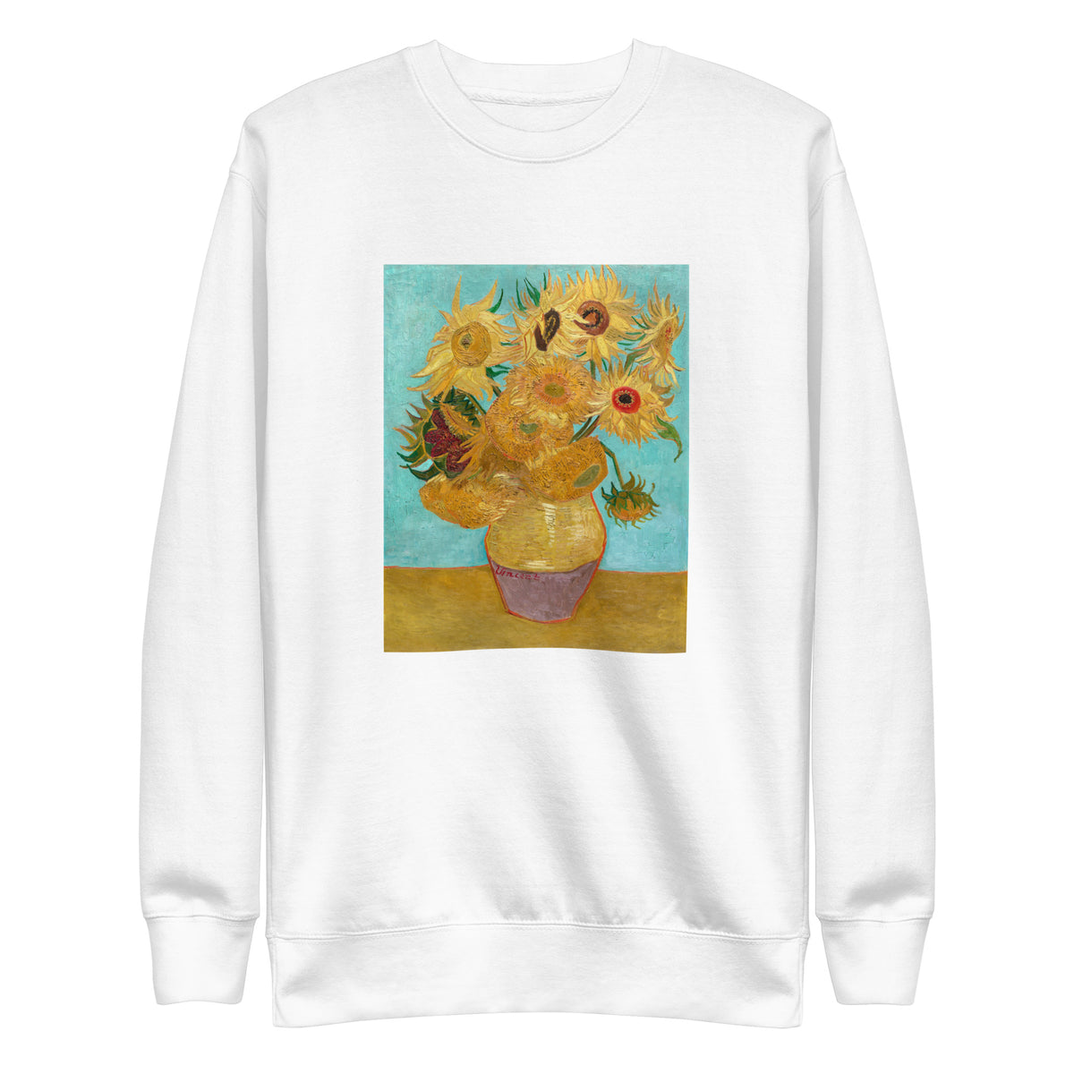 White Sweater Vincent Van Gogh S Vase With Twelve Sunflowers Famous Painting Signature