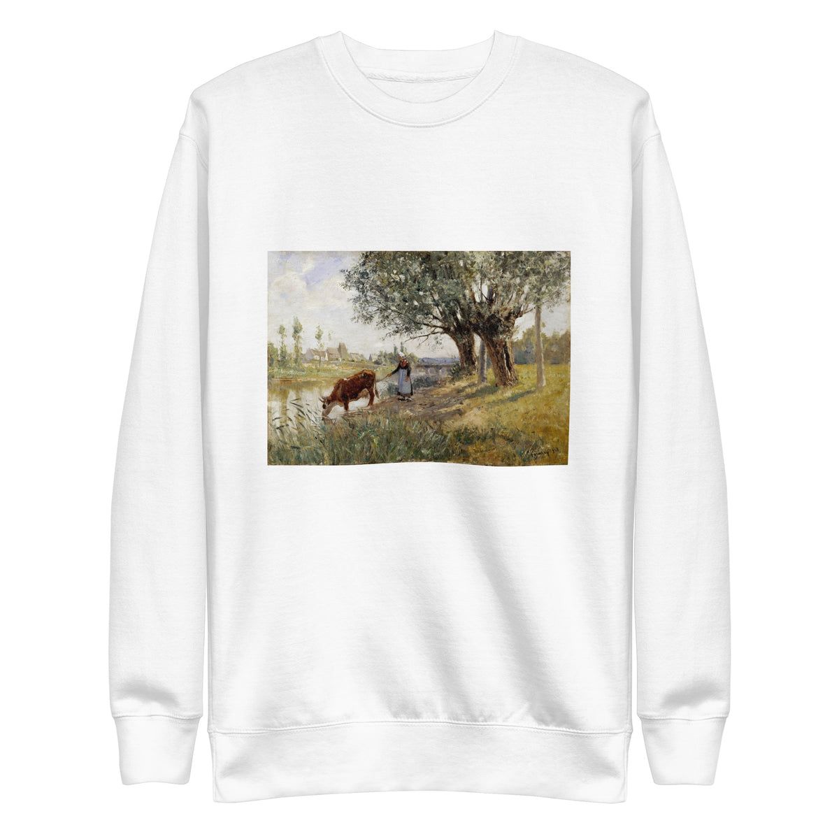 White Sweater Countryside Near Grez-Sur-Loing Painting In High Resolution Signature