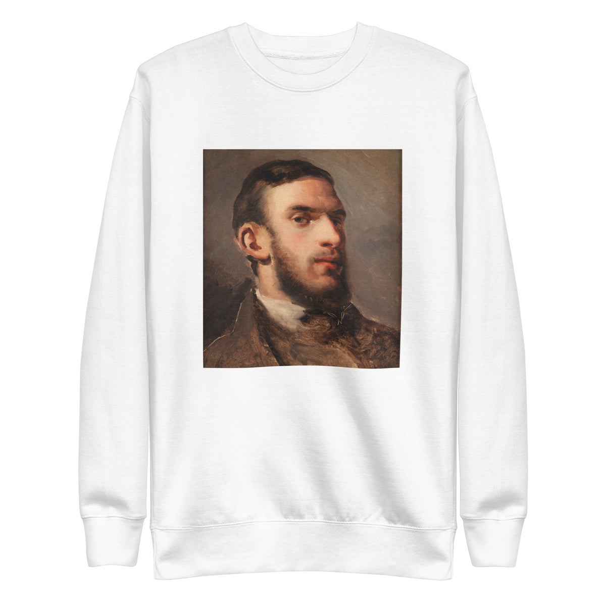 White Sweater Self-Portrait Painting In High Resolution Signature