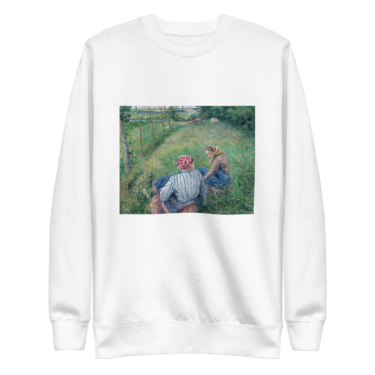 White Sweater Young Peasant Girls Resting In The Fields Near Pontoise Signature